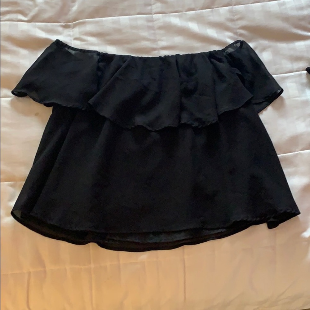 Black off the shoulder shirt